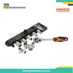KENDO 16208 Kunci Socket Set / 11pc Socket Set with Plastic Rack 10-22mm